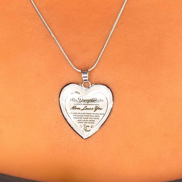 To My Daughter, Mom Loves You Necklace Silver Gift - Picture 2 of 8